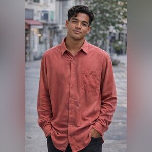 Tommy Bahama 100% Silk Coral Button Down Shirt Men’s M